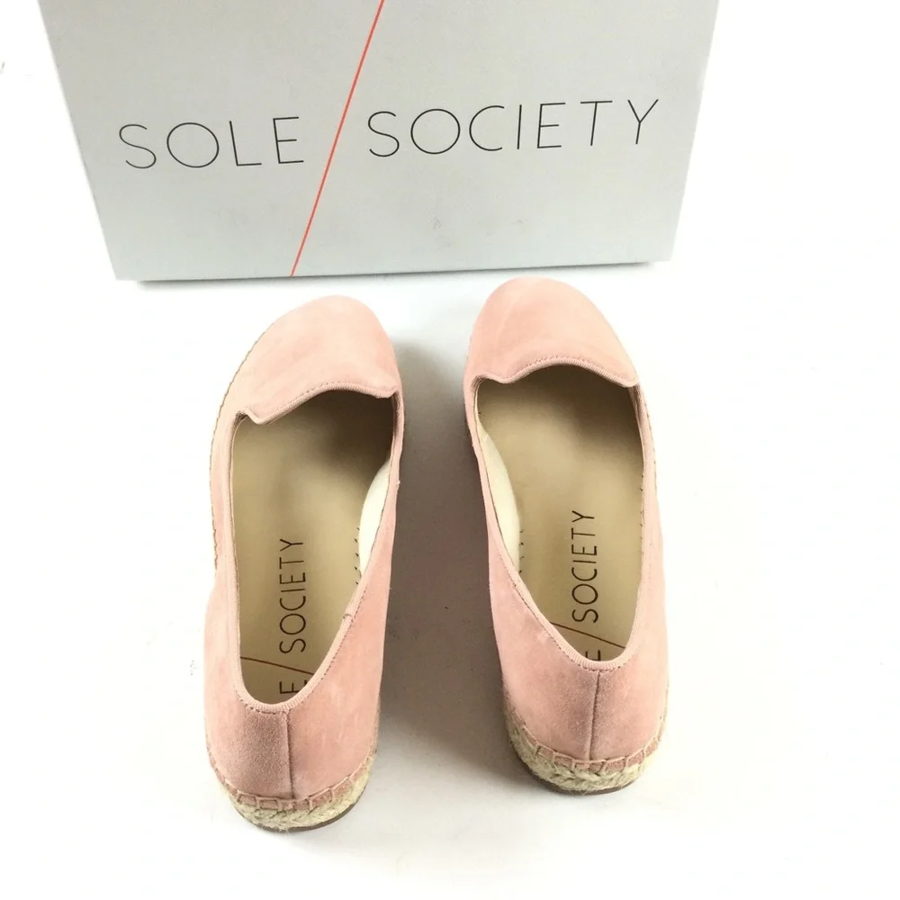 SOLE SOCIETY New Sammah Suede Espadrille Slip-On Loafer Pink Sz 8.5